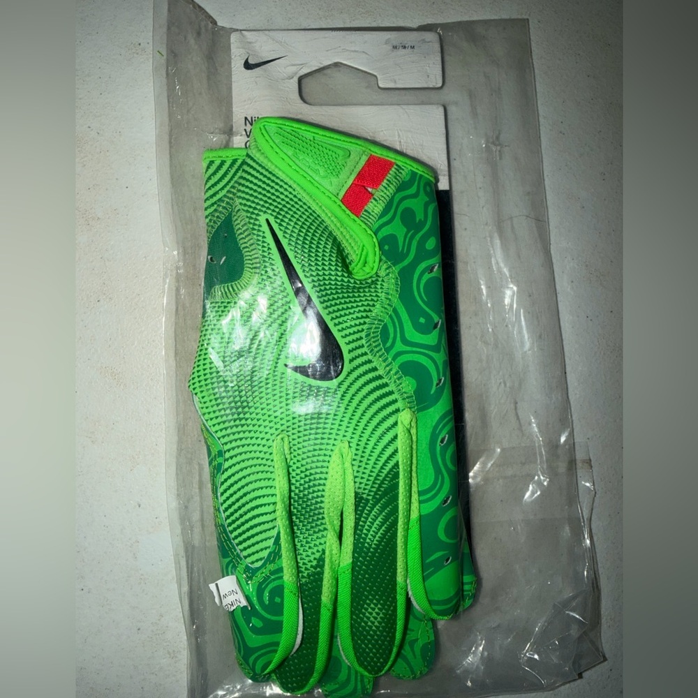 Nike Neon Green Football Gloves with Black Accents